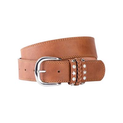 Hüftgürtel BONPRIX "Gürtel", Damen, Gr. 80, braun (cognac, silberfarben), Obermaterial: 100% Polyurethan, Gürtel Hüftgürtel, aus Polyurethan, bequeme Passform, casual Stil, mit Flechtdetail