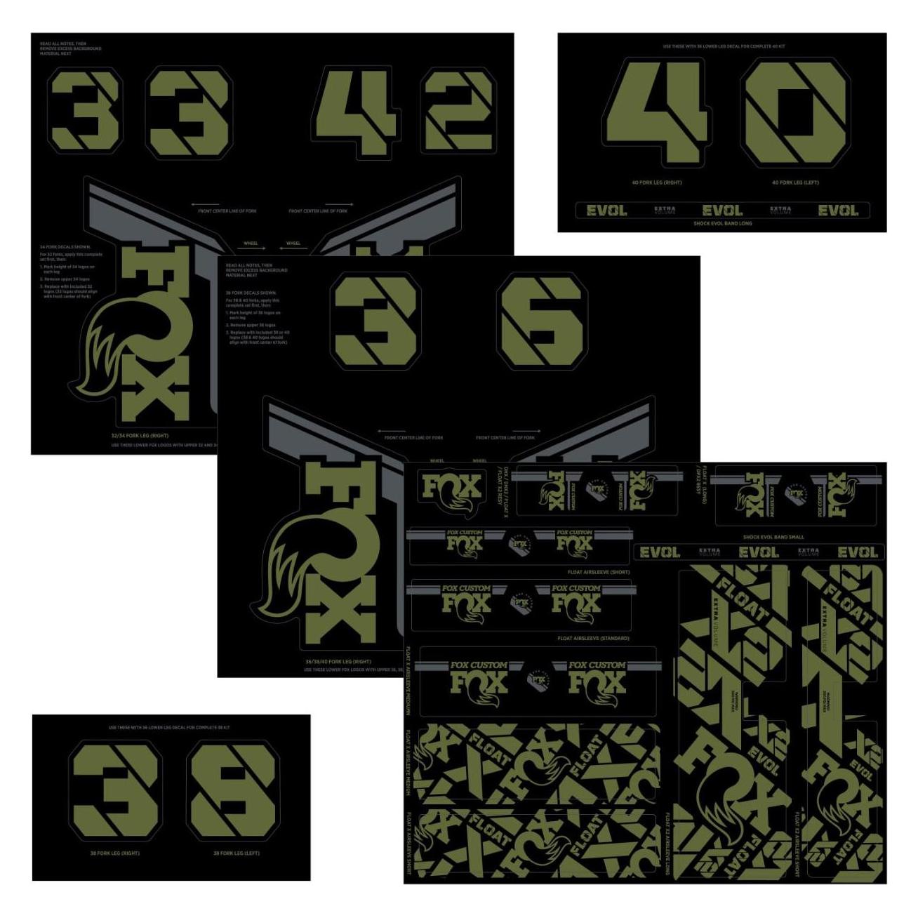 Fox Decal 21 Custom Fork & Shock olive drab (803-01-741)