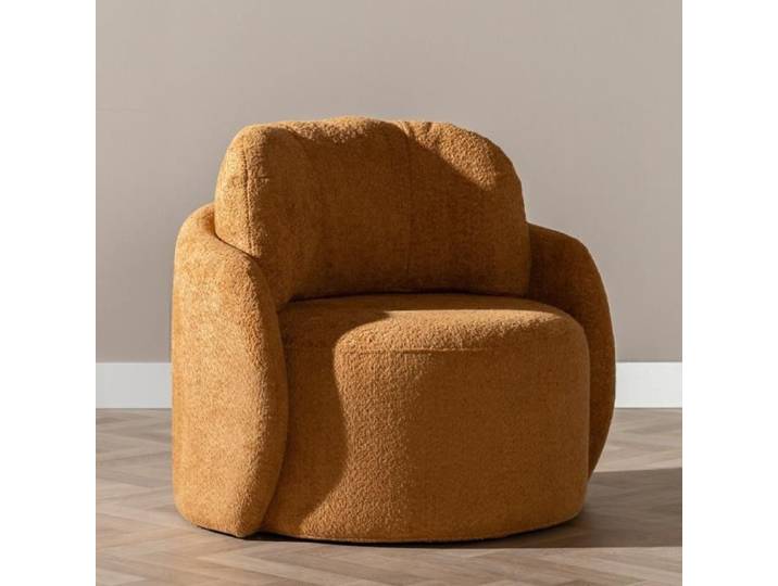 Livin24 Fauteuil Nino en tissu polyester terracotta