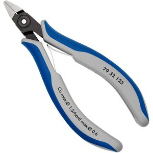 Knipex Seitenschneider 79 32 125, Präzisions-Elektronik, 125 mm, poliert, Mehrkomponentengriffe, mit Öffnungsfeder