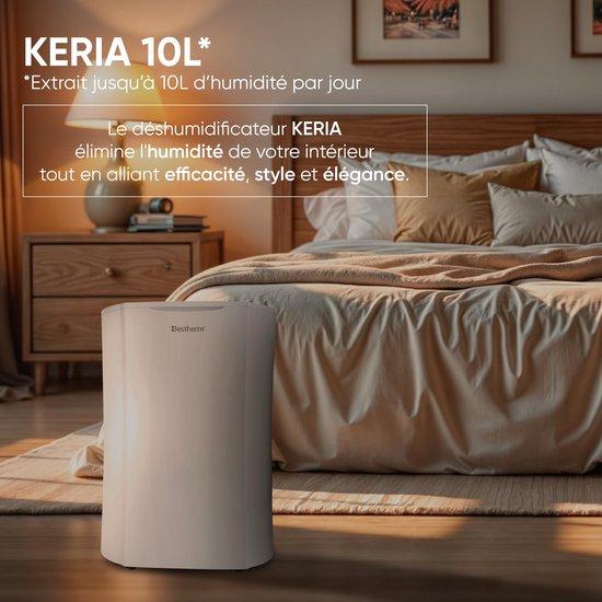SnelShoppen - Luftentfeuchter Keria, 10 Liter pro Tag, abnehmbarer Tank, ideal für Haus, Keller, Badezimmer, zur Feuchtigkeitskontrolle, energieeffizient, kompakt, weiß