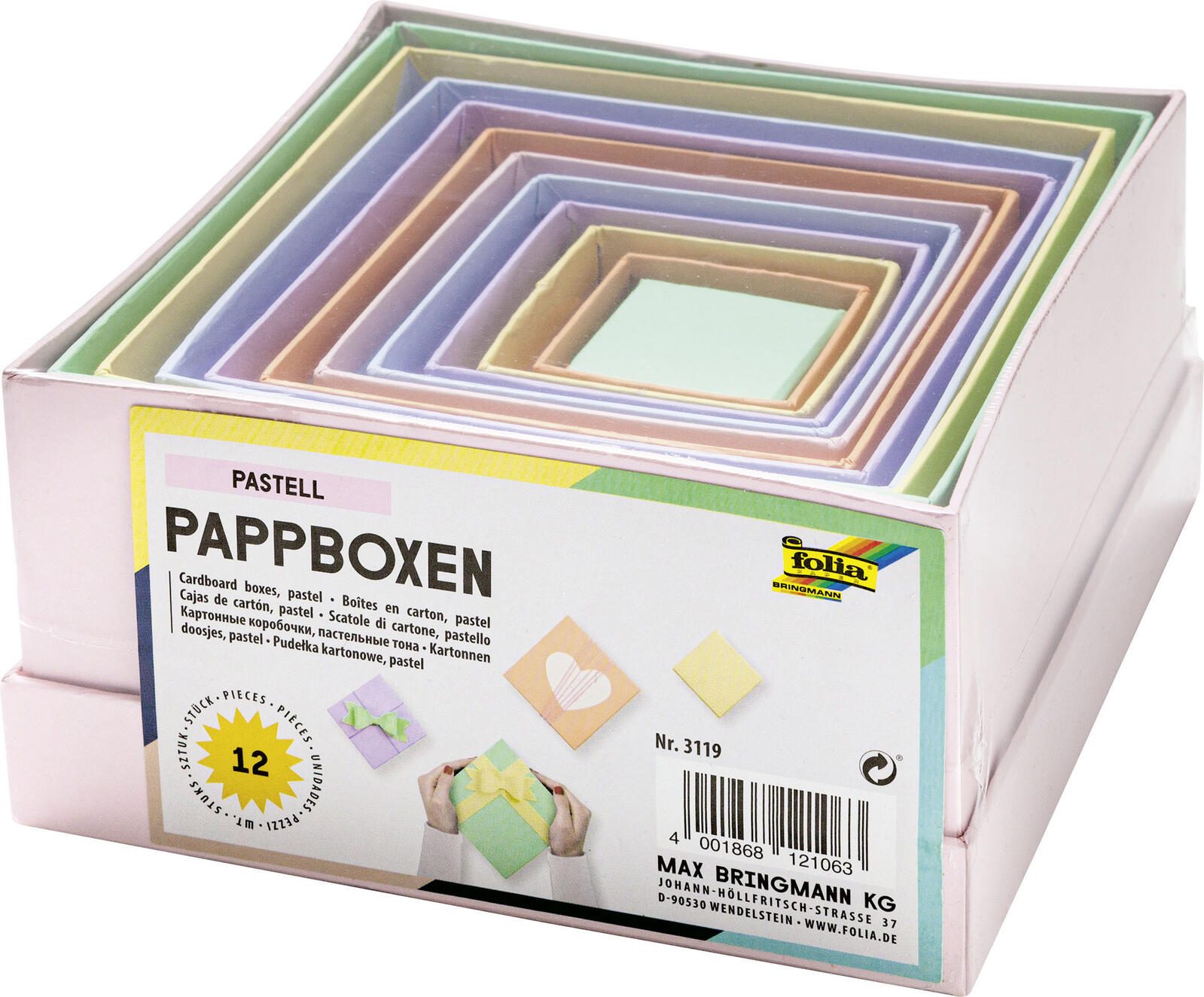 folia Geschenkboxen-Set 14,5 x 14,0 x 7,4 cm farbsortiert 3119