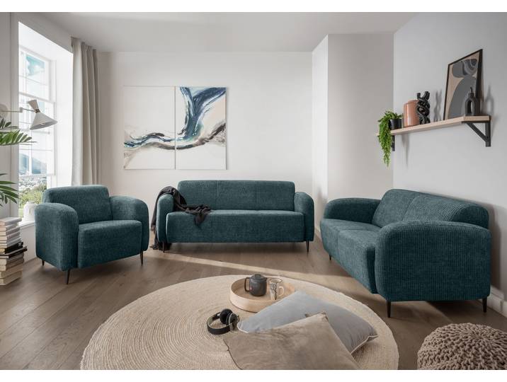 Polstergarnitur HOME AFFAIRE Marone bequem, zeitlos & elegant , blau (ocean, ocean), H:76cm T:90cm, 100% Polyester, Sitzmöbel-Sets, Polstergarnitur, auch einzeln erhältlich