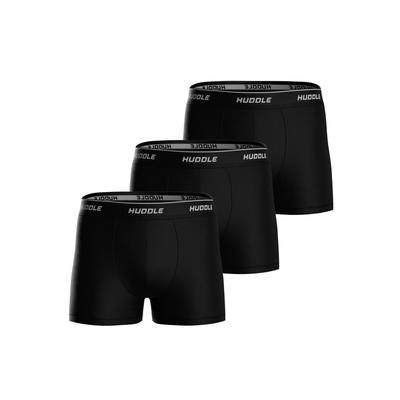 Boxershorts HUDDLE "Boxershort HUDDLE 3pk Boxers 3er Pack", Herren, Gr. XXL, schwarz, Obermaterial: 95% Baumwolle CO. 5% Elasthan EL., Unterhosen