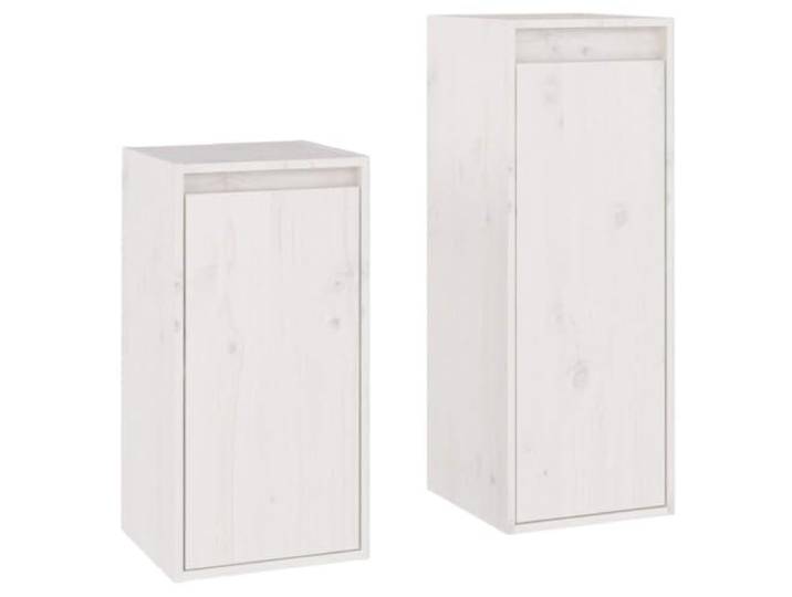 KGFHERENB TV-Schrank 2er-Set Hängend Weiß Massivholz Kiefer Platzsparende Wandschränke für Wohnzimmer und Flur aus echtem Holz mit praktischer Ablagefläche für Dekoration.