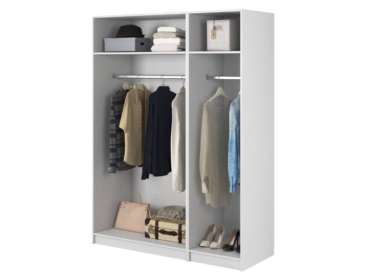 Kaspe Kleiderschrank mit zwei Stangen 150 cm Weiß