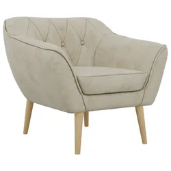 SESSEL PIRS - Beige Velvet - Holzbeine