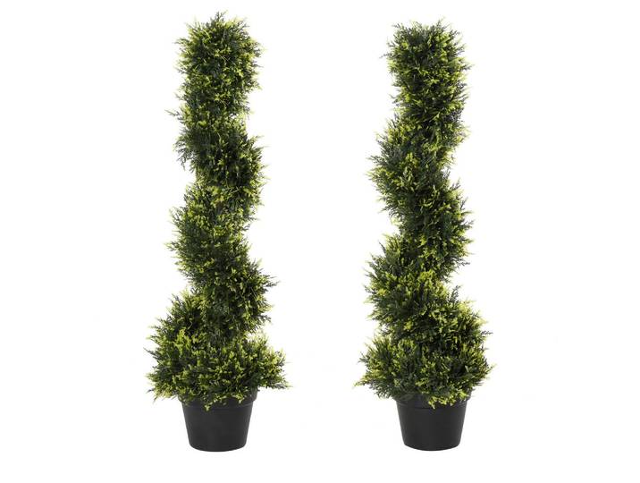 Outsunny Künstliche Zedernbaum 2er Set, groß 90 cm, Grün, Kunststoff, 90 cm, Dekoration, Blumen & Blumentöpfe, Kunstpflanzen