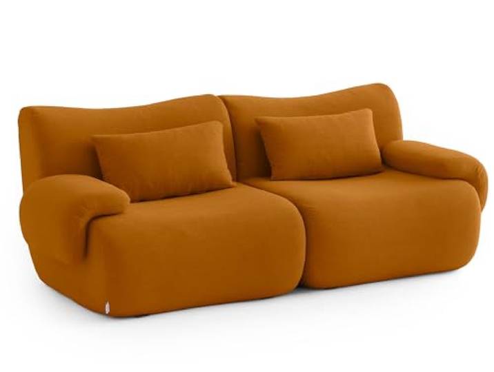MILYsofa Modulares 2-Sitzer-Sofa, Bouclé-Bezug Zimtbraun, Abnehmbare Kissenbezüge (Zimtbraun, 2-Sitzer)