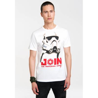 T-Shirt LOGOSHIRT "Star Wars - Stormtrooper", Herren, Gr. S, weiß, 100% Baumwolle, bedruckt, normal, Rundhals, Shirts T-Shirt, mit Stormtrooper-Aufdruck