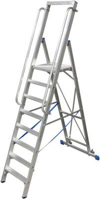 Stufenstehleiter, mit großer Plattform, Aluminium, mit 8 Stufen