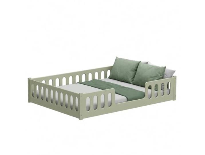 CADANI Monte 140x200 Grün Bodenbett - Rausfallschutz abnehmbar, bis 200 kg Montessori Kinderbett, robuster Roll-Lattenrost, abgerundete Kanten, hochwertige Fertigung in der EU für langlebige Qualität
