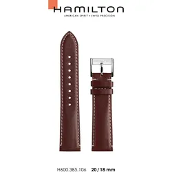 Hamilton Leder Thinline / Squarelin Band-set Leder-rot-20/18 H690.385.106 - braun