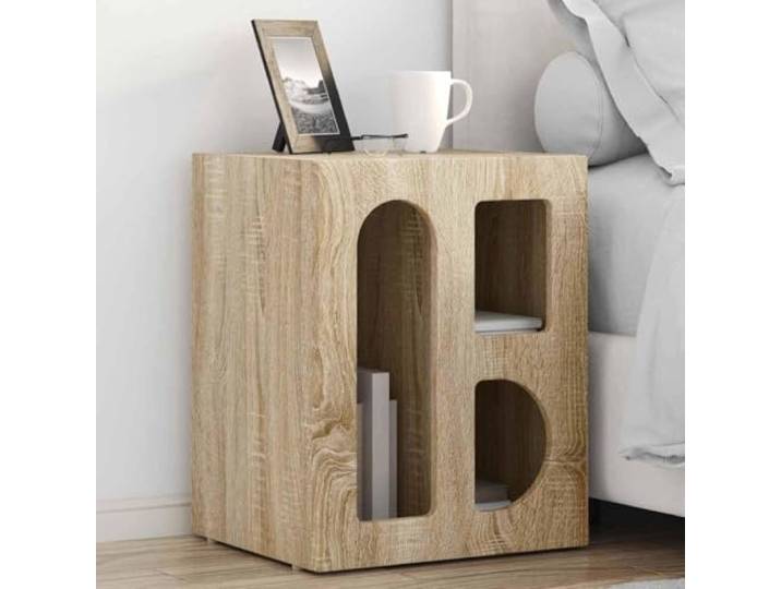 KFPOERTFGD Nachtkommode 2er Set Sonoma-Eiche Schlafzimmer Beistelltisch Stabiler Holzwerkstoff, Minimalistisches Design, Kompakte Stauraum-Regale