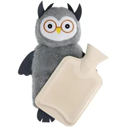 Zen Kat, Bettflasche, Abnehmbarer Wärmflaschenhalter Plüsch Eule (Bettflasche mit Bezug)