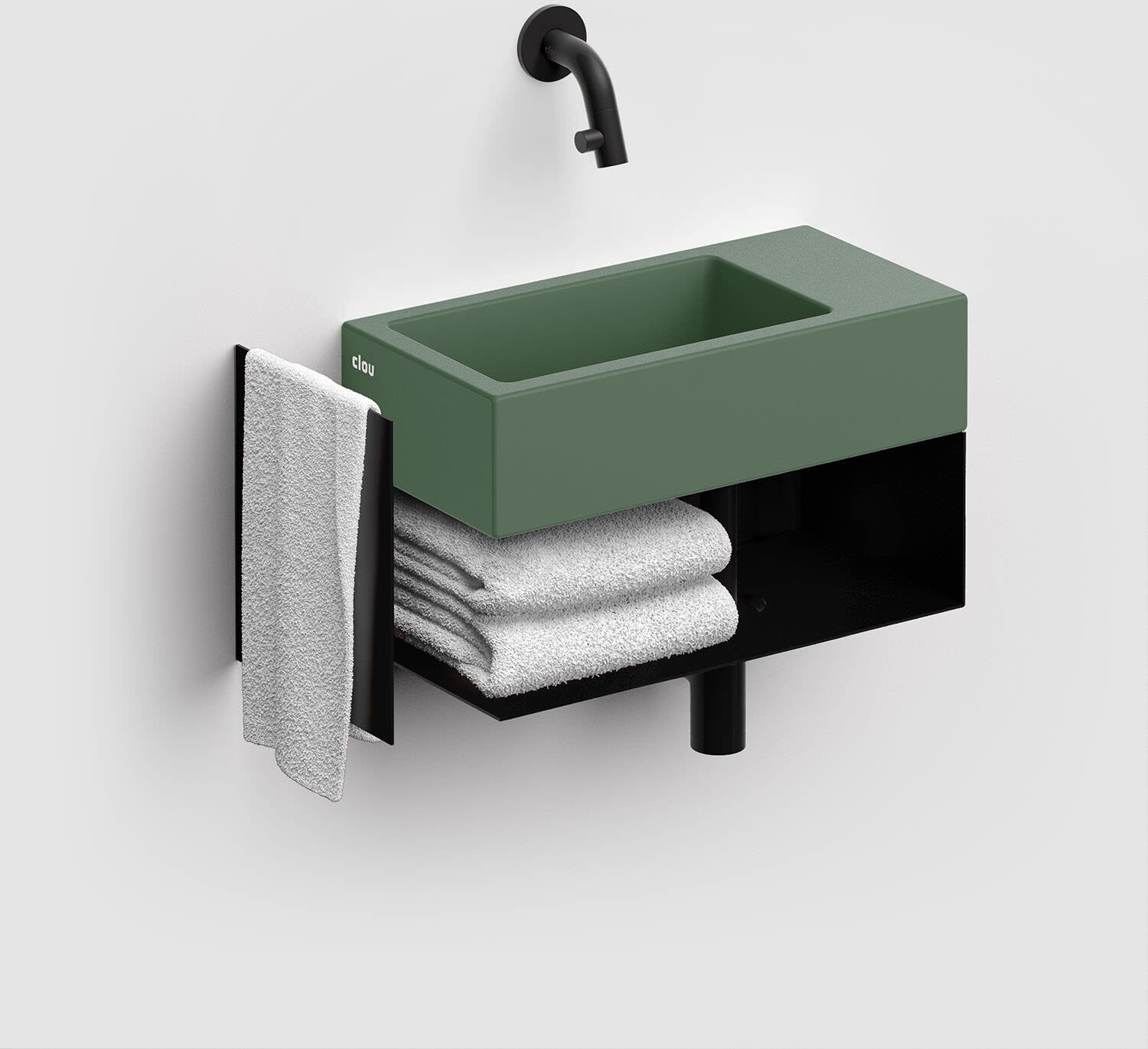 Clou Flush 3 Right Keramik - Handwaschbecken 36 cm mit offenem Unterschrank