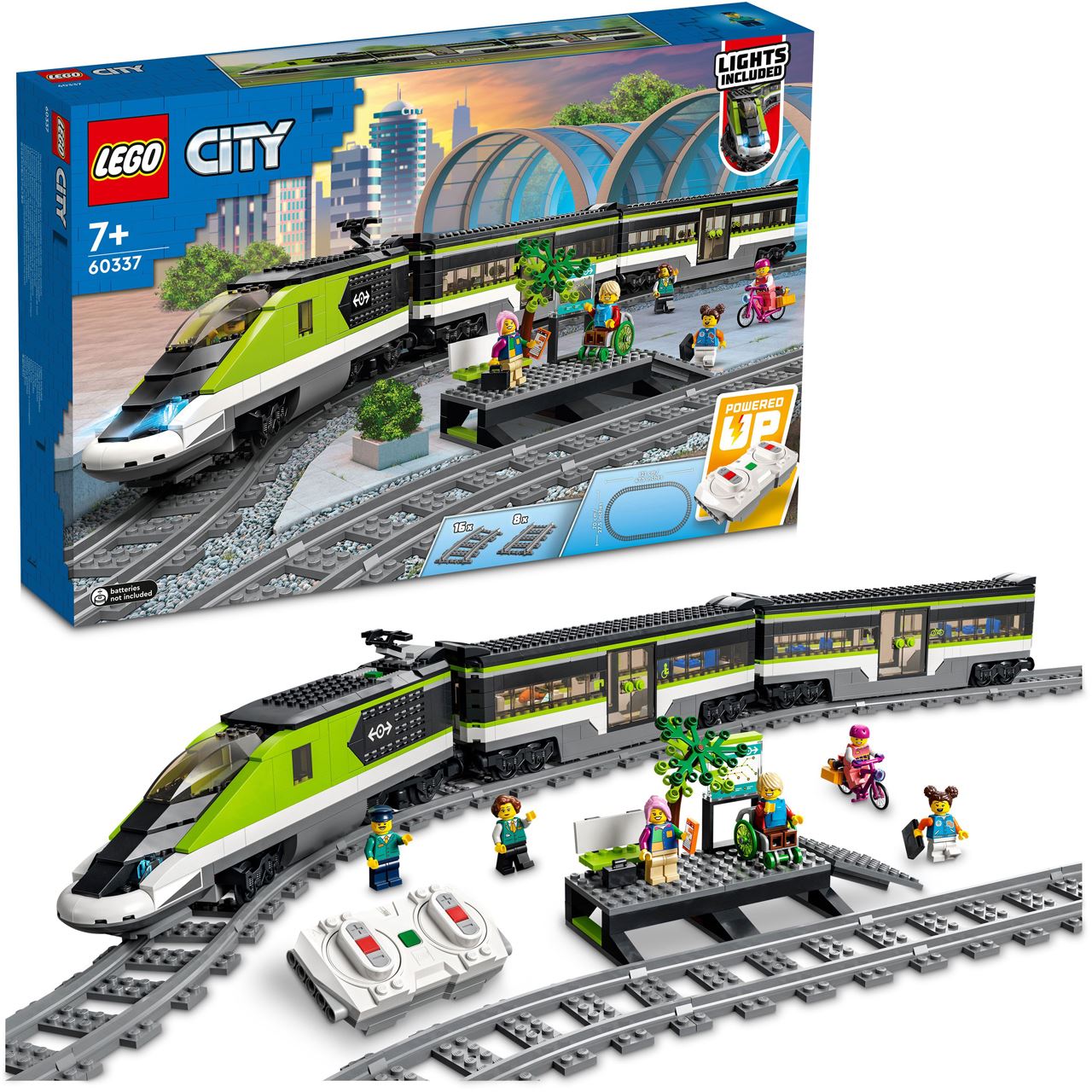 LEGO City 60337 Personen-Schnellzug, Spielzeug-Eisenbahn, Set mit Schienen