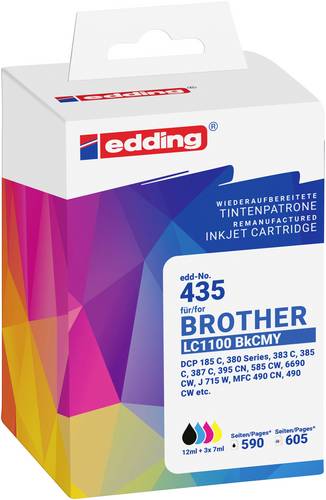 Edding Druckerpatrone ersetzt Brother LC1100 BKCMY Kompatibel Kombi-Pack Schwarz, Cyan, Magenta, Gelb EDD-435 18-435