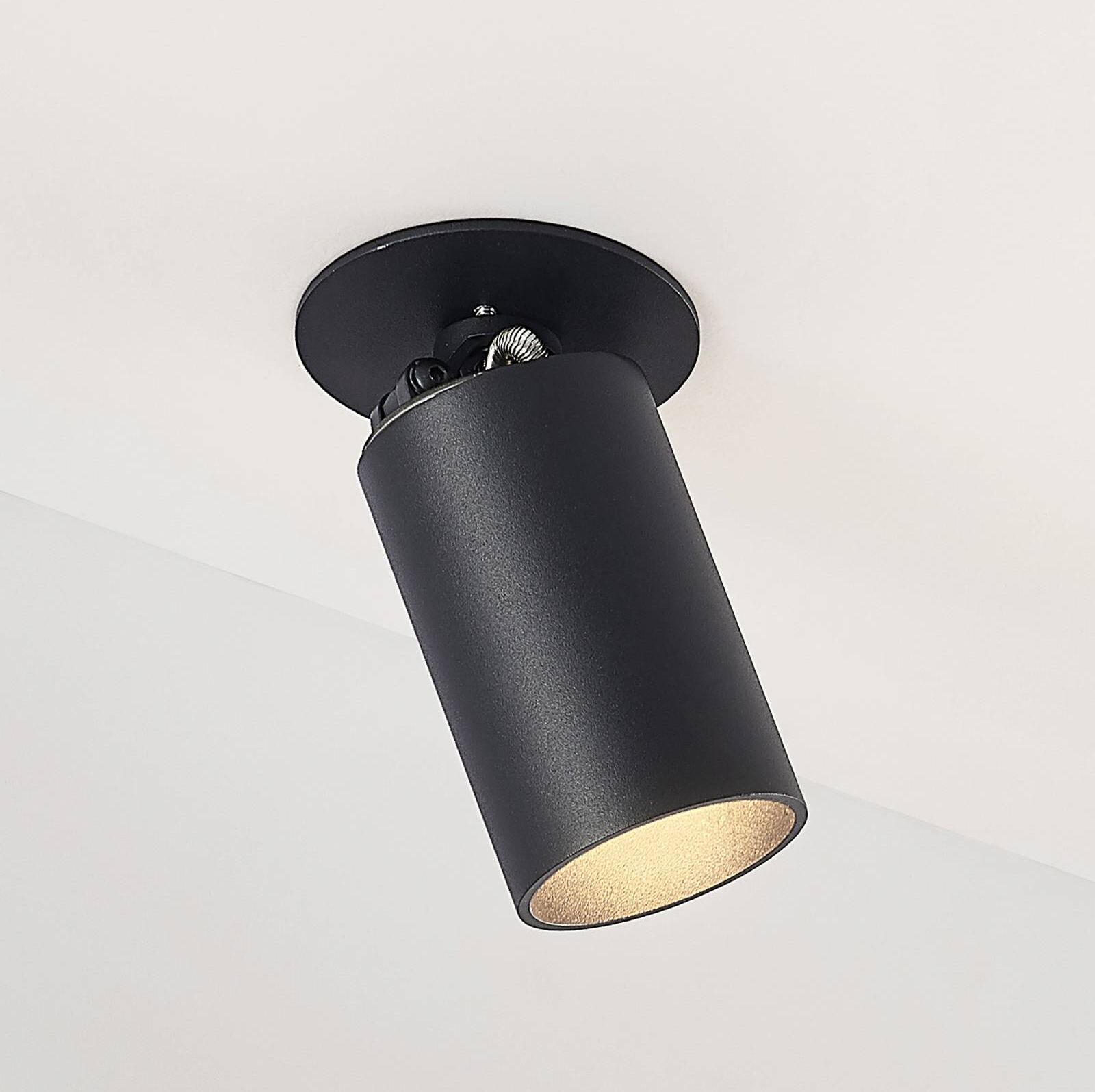 Arcchio Einbaustrahler Davin, schwarz, Zylinder, 3er-Set Davin Arcchio, dimmbar, schwarz, für Wohn- / Esszimmer, Aluminium, Modern, Einbaustrahler