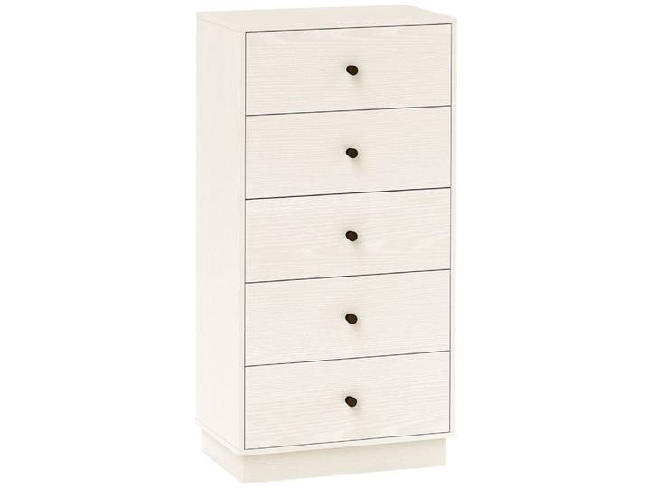 Commode 5 tiroirs haute et étroite en bois crème