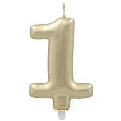 Papstar 12 Zahlenkerzen mit Halter 7 cm gold `1`