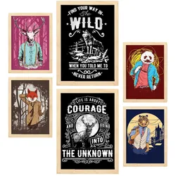 POSTER Set Mit 6 Wild In Rustikale Zitate A3 & A4 Rahmen Aus Hellem Holz
