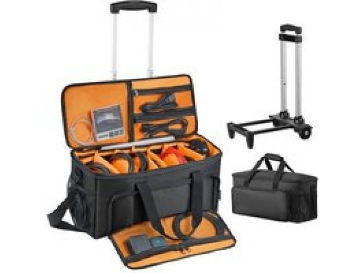 VEVOR DJ Kabeltasche 540 x 240 x 260 mm, DJ Tasche mit 6 Abnehmbaren Trennwänden, Gepolstertem Boden, 3 Außentaschen, Rollen & Griffen, 1680D, Kabeltasche für DJ-Equipment, Musikinstrumente & Zubehör