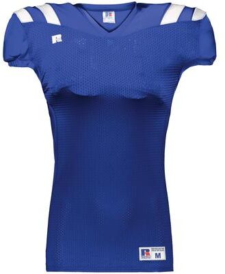 Russell Athletic R0100M Canton Football Jersey T-Shirt in Royal/White size Large   Polyester/Spandex Blend