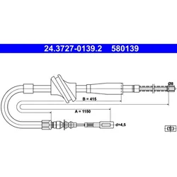 Seilzug Feststellbremse ATE 24.3727-0139.2 für Audi 80 B2 Coupe