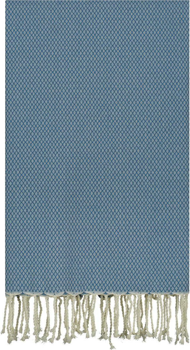 Lantara Plaid Katoen Ottoman - Petrol Blauw - 190 x 300 cm