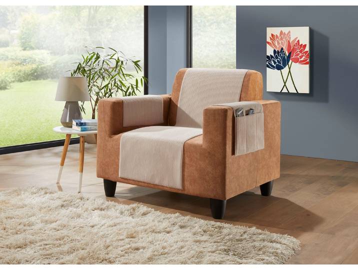 Wohnaccessoires mit Anti-Rutsch-Beschichtung, Taupe, Größe 101 (Sesselschoner, 50x140 cm)