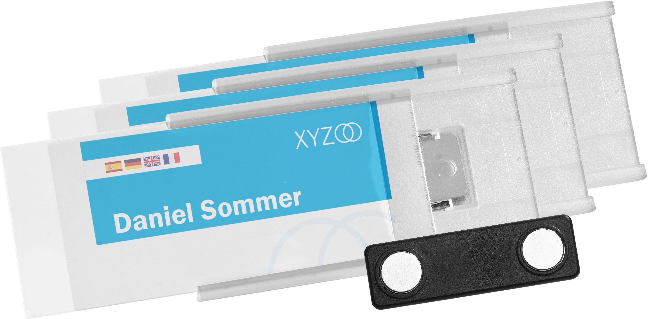 SPRINTIS 10 Unités - Porte-badges MEET, magnétique transparent, plastique