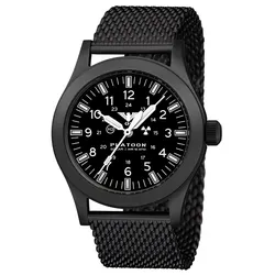 KHS PLABSSF.MB Herren-Armbanduhr Platoon Solar Meshband Schwarz