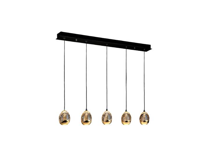 Dimmbare LED Design Hängelampe „Rocio“ 5-flammig, Schwarz/Gold Schwarz, Gold Schuller