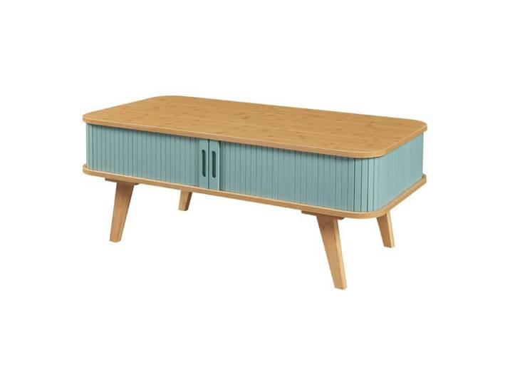 Table basse - HELLOSHOP26 - Console d'appoint - Bambou naturel - 100x50x40 cm - Bleu