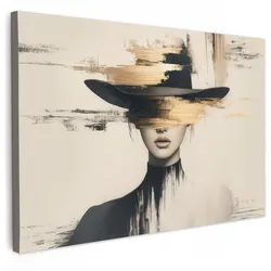 LEINWANDBILD Frau - Hut - Farbe Wanddeko 90x60 cm