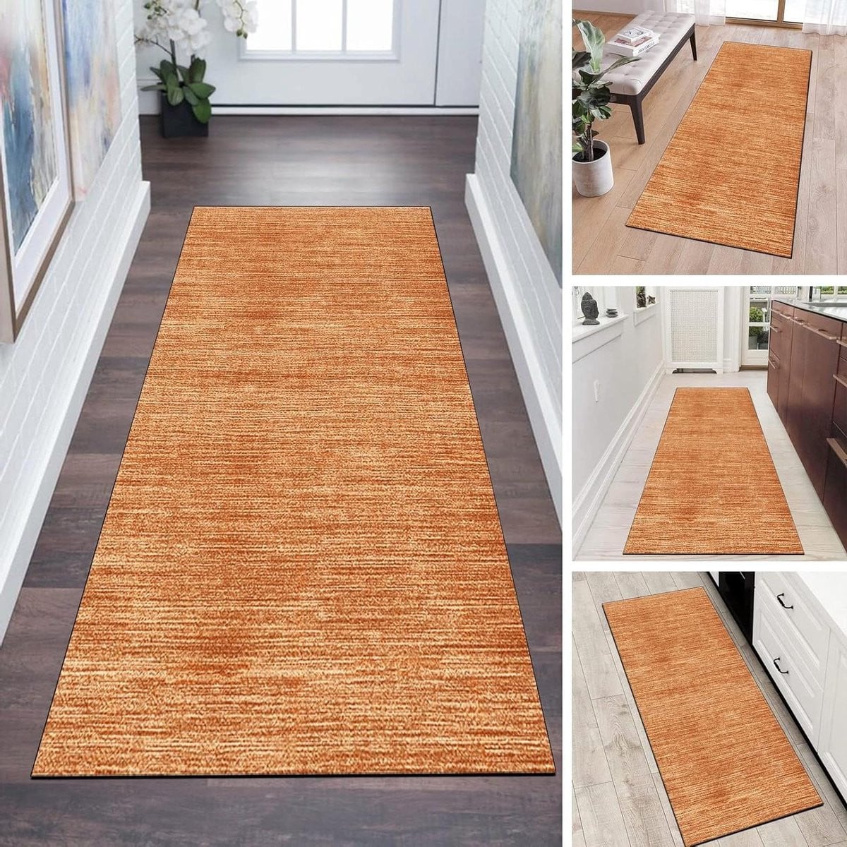Loper Vloerkleed Gangloper Keukenmat en Gangmat - Oranje - B/D: 60 x 400 cm