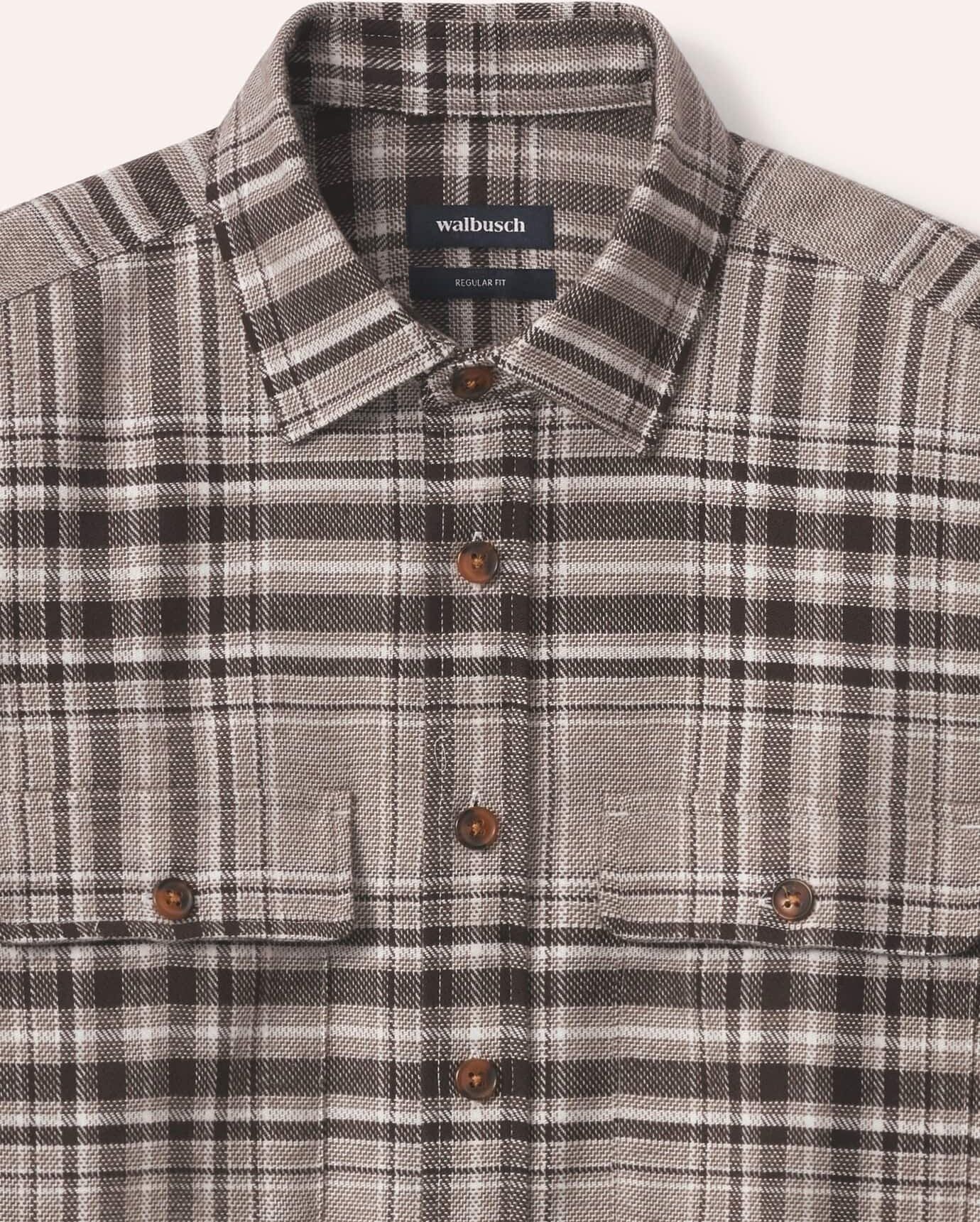 Walbusch Flanell-Overshirt, Regular Fit#noch offen: Größenlauf, Farbe Grau, 45/46, extra weicher Baumwoll-Flanell modern und vielseitig Herren