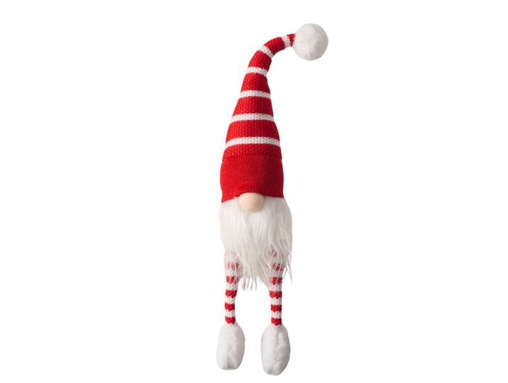 Kantenhocker GOODPRODUCT Kuno Wichtel , rot (rot, weiß), B:11cm H:60cm T:16cm, Polyester, Dekofiguren, Kantenhocker, Handgearbeitete Figur mit liebevollen Details