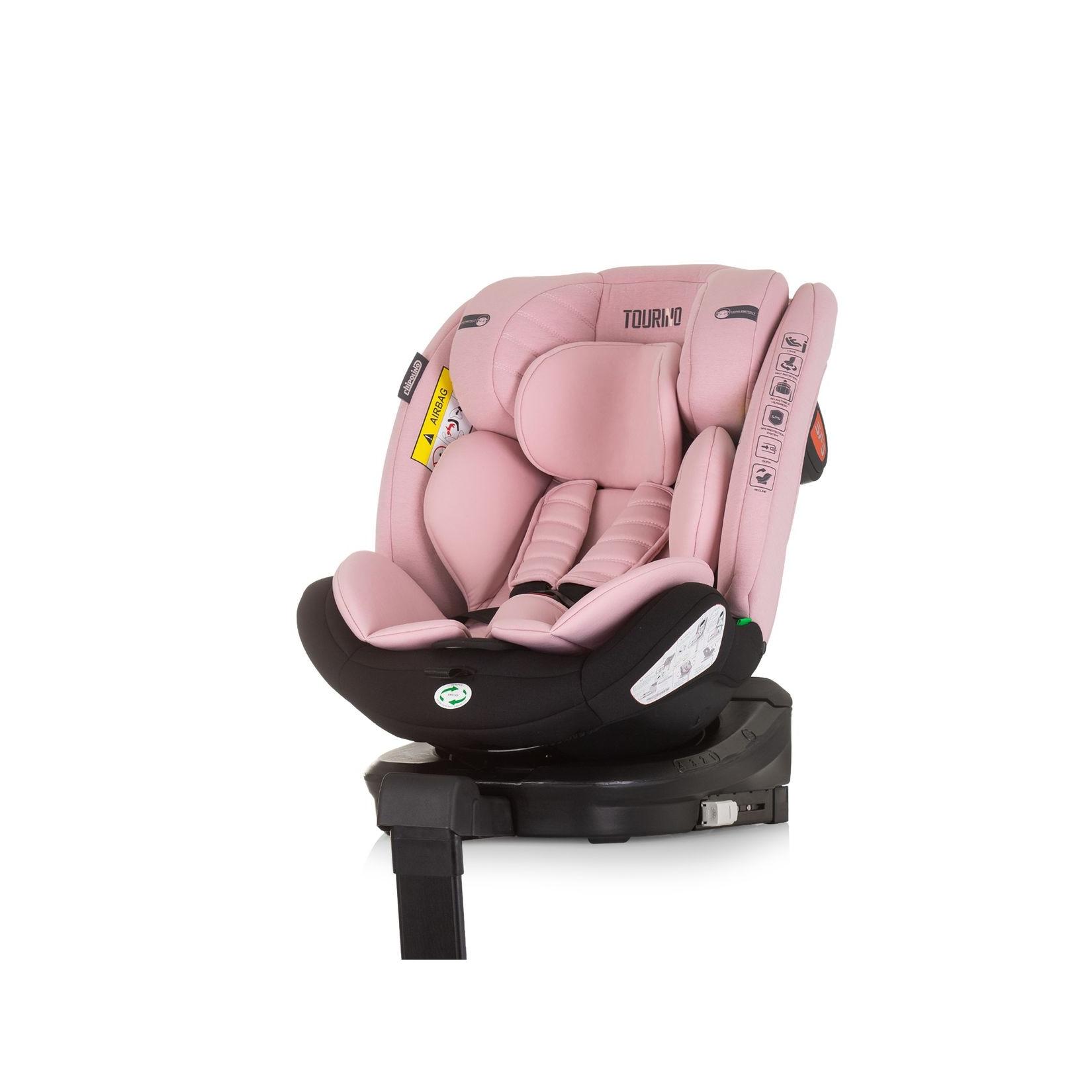 Chipolino Kindersitz Tourino i-Size (40-150cm) Isofix, höhenverstellbar, drehbar rosa