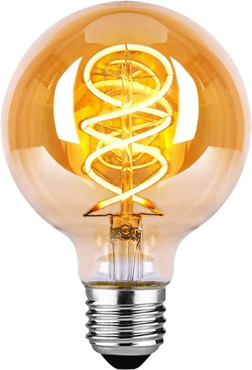 Edison Vintage LED Gloeilamp E27 G80 - Warm Wit Licht 2700K - 4W (Gelijk aan 40W) - Amber