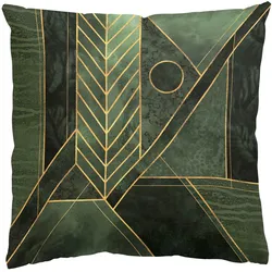 DEKOKISSEN Geometrische Formen Smaragd Gold 50/50 cm