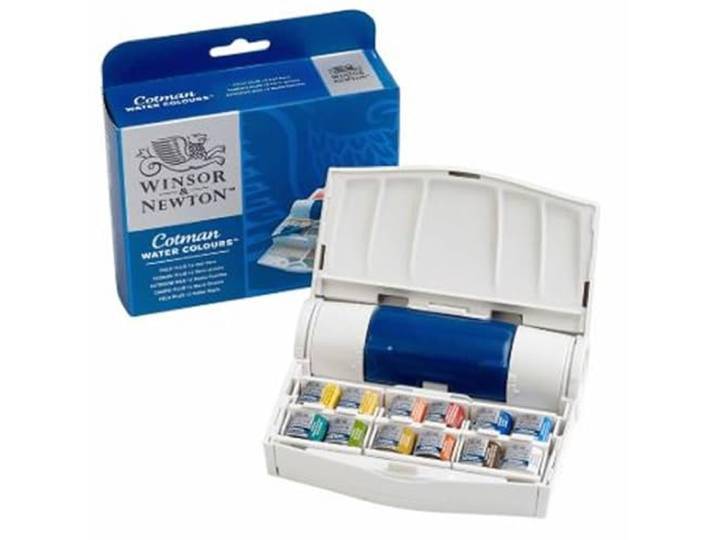 Winsor & Newton Cotman Aquarelle Set De Voyage Exterieur 12 Demi-Godets