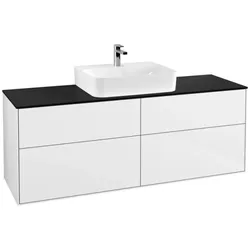 Villeroy & Boch Finion Waschtischunterschrank, mit integrierter Beleuchtung, Waschbecken mittig, 1600x603x501mm, Glass Black Matt, G19200GF, Farbe: Glossy White Lacquer