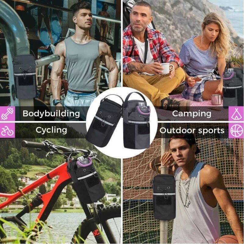INF Tragbare Fitness-Wasserflasche Umhängetasche - Ideal für Outdoor-Aktivitäten Grau