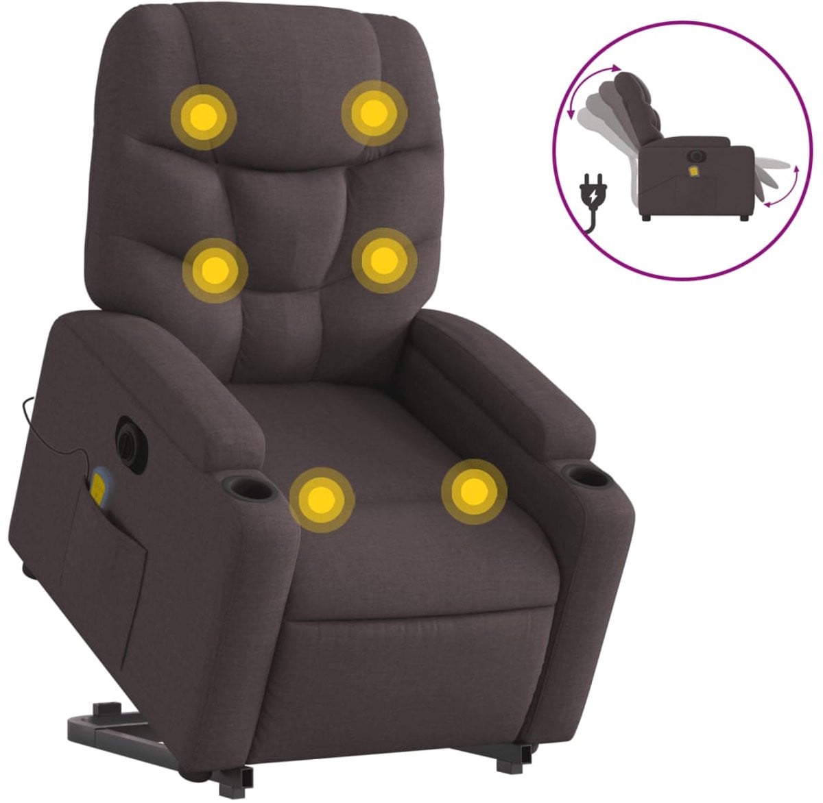 vidaXL Elektrische Sta-op-massagestoel in donkerbruine stof