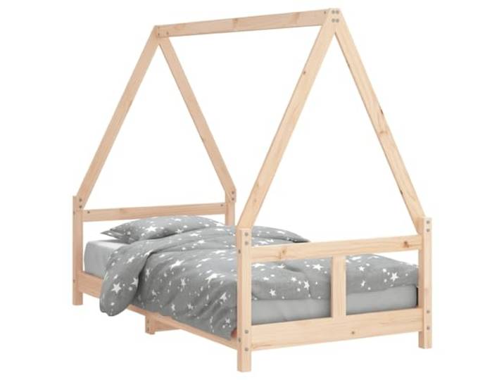 FDSAQOPT 80x160 cm Massivholz Kiefer Hausbett Massives Kiefernholz, Holzlatten für Stabilität, Hausbett-Design, niedrige Einstiegshöhe, Matratze nicht enthalten