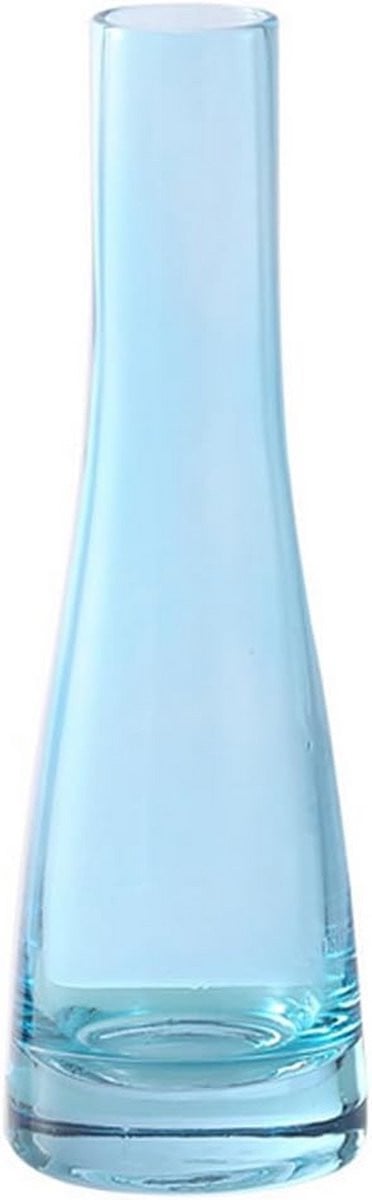 Handgemaakte mondgeblazen glazen vaas transparant, Hoogte: 21 cm
