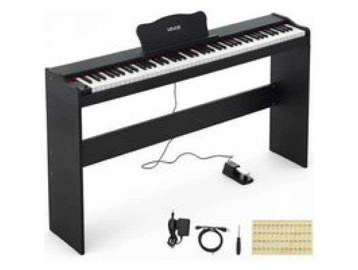 VEVOR Digitalpiano 88 Halbgewichtete Tasten mit HiFi-Lautsprechern Schwarz, E-Piano Ideal für Anfänger, mit 600 Klängen, 600 Rhythmen, USB, MIDI, Standard-3,5-mm-Kopfhörerbuchse, Notenhalter und Pedal