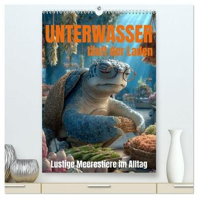 UNTERWASSER läuft der Laden - lustige Meerestiere im Alltag (hochwertiger Premium Wandkalender 2027 DIN A2 hoch), Kunstdruck in Hochglanz